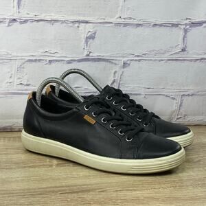 ECCO Soft 7 Black Leather Casual Sneakers Women's EU 40 US 9-9.5 Lace Up Shoes